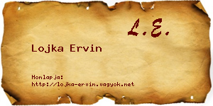Lojka Ervin névjegykártya